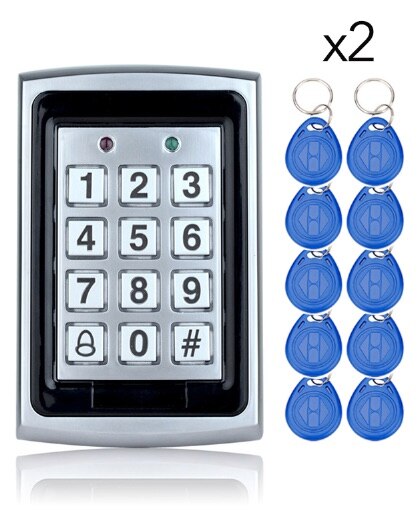 Contactless Rfid Teclado de Control de Acceso de Metal Con Cubierta A Prueba de agua Controlador de La Puerta Eléctrica de Bloqueo de Seguridad + 20 unids 125 KHz Llaveros: keypad with 20 keys