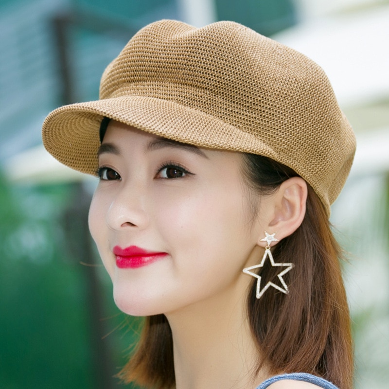 Sombreros de sol con tapa respirable para mujer, sombreros de de estilo británico, casuales, de paja , plegables, con protector solar, para viaje,