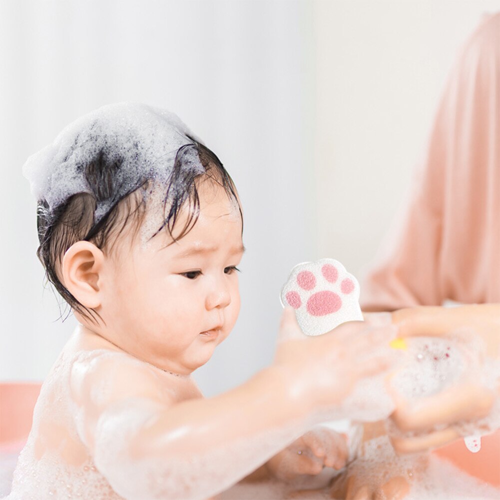 Söt bekväm kroppstvätt extra mjuk hängande dusch hydrofil smutsborttagning rengöring hud hem spa katt tass baby bad svamp