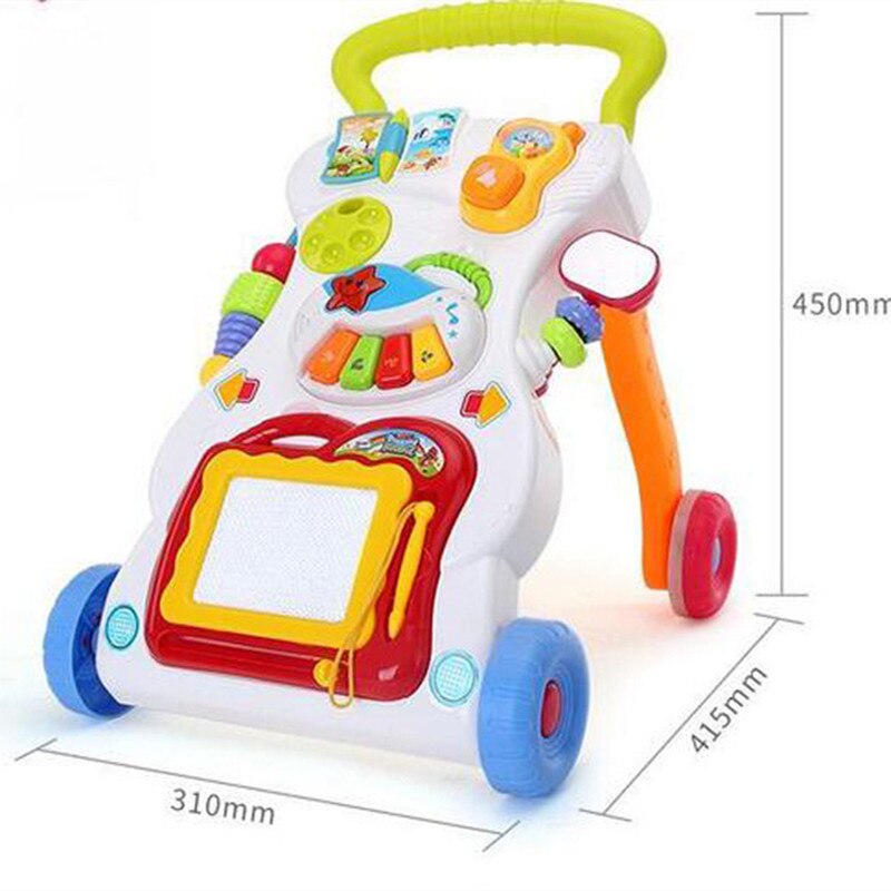 Baby walker stroller baby early education exercise limbs multifunctional walker with musical toys: Red