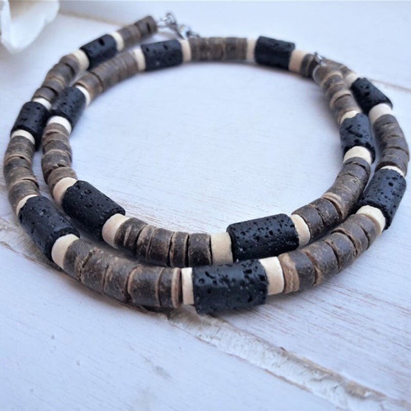 Collar de cuentas para hombre, collar africano, collar de surfista, collar para hombre
