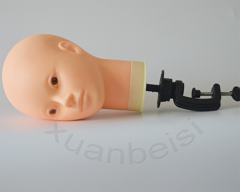 Cabeza de maniquí calvo con soporte de mesa negro para mujer, cabeza de maniquí femenina para hacer pelucas, sombrero de exhibición, soporte de peluca con cabeza, 55cm