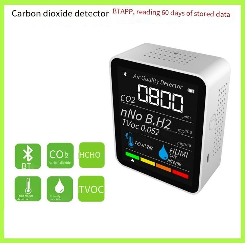 5 In 1 CO2 BT Meter Digital CO2 Sensor Temperature Humidity Air Monitor Carbon Dioxide TVOC Formaldehyde HCHO Detector