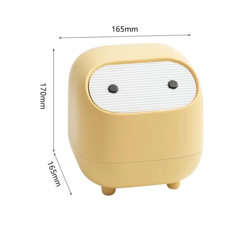 Mini Cute Waste Bin Desktop Small TrashCan With Lid Garbage Organizer Detachable Cover Kitchen dining table Desk Storage Bucket: Yellow and white