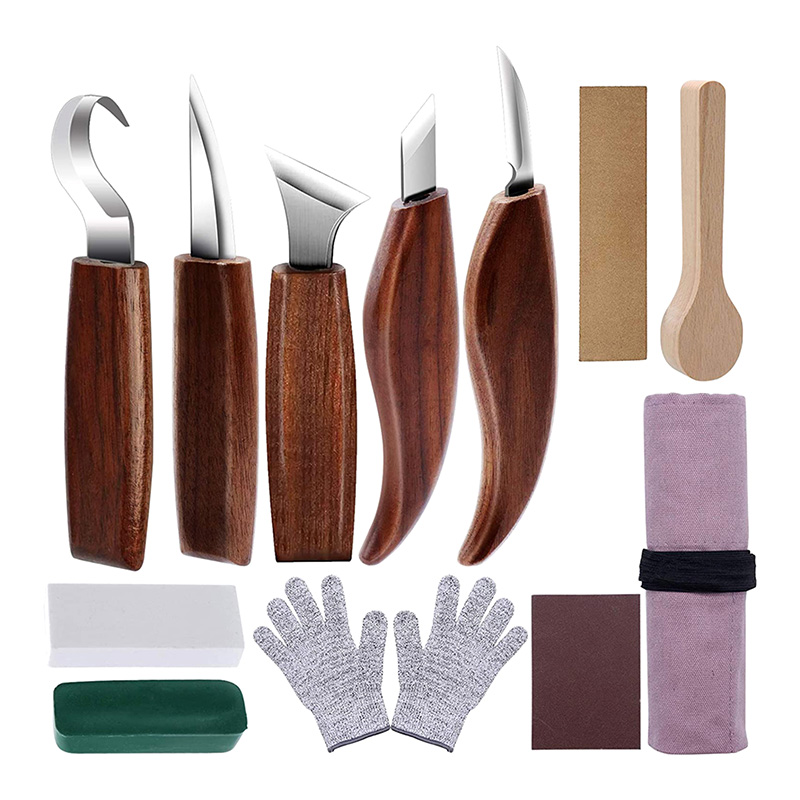 1/3/5/7/10/12pcs Chisel Woodworking Cutter Hand Tool Set Wood Carving Knife DIY Peeling Woodcarving Spoon Carving Cutter Kits: 12PCS