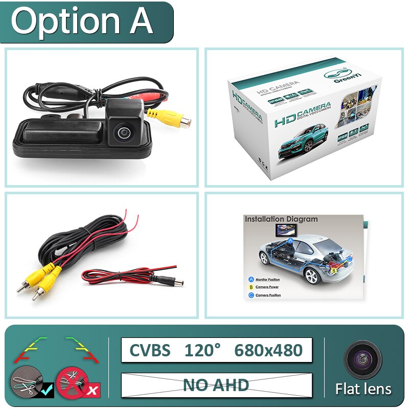 GreenYi 170° 1080P AHD Vehicle Rear View Camera for Mercedes Benz B Class W246 B180 B200 E W212 E Coupe/Cabrio W207 C/CLC W203: A-680x480-120deg