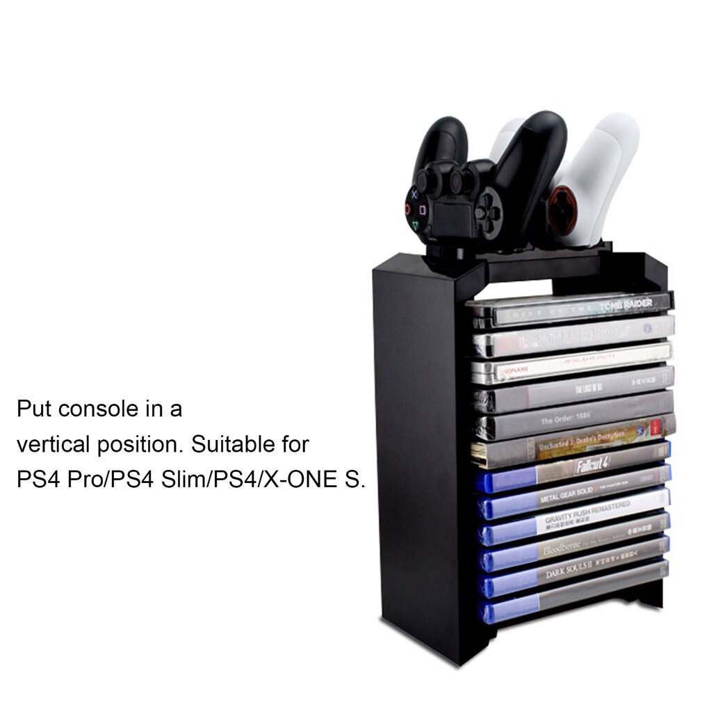 Multifunctional Storage Vertical Stand Kit For PS4 Pro/PS4 Slim/PS4/X-ONE S Space-saving Portable Durable Simple Black