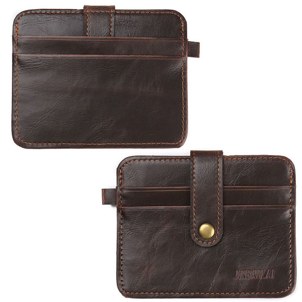 Cartera de cuero de imitación para hombre, tarjetero pequeño de identificación, de negocios, Delgado, 1 unidad, novedad: Dark coffee