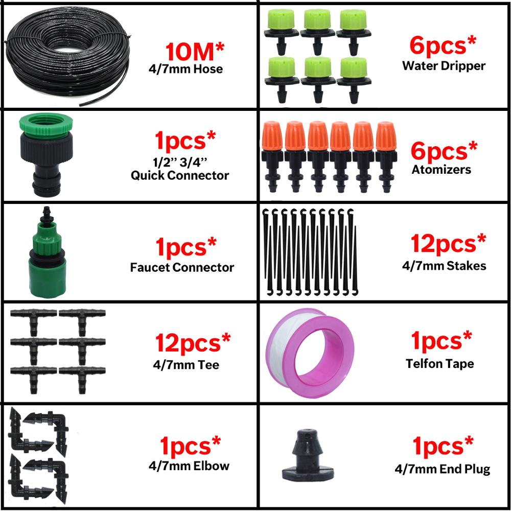 KESLA 5M-35M Micro Drip Irrigation Watering Kit Automatic Garden 4/7mm Irrigation System w/ Adjustable Dripper for Flower Lawn: KSL01-KIT188-10M