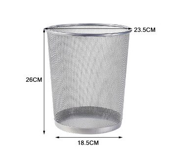 Metal Mesh Round Trash Can Kitchen without Lid Bucket Paper Basket Bedroom Office Rubbish Organizer Waste Bins Wrought Iron