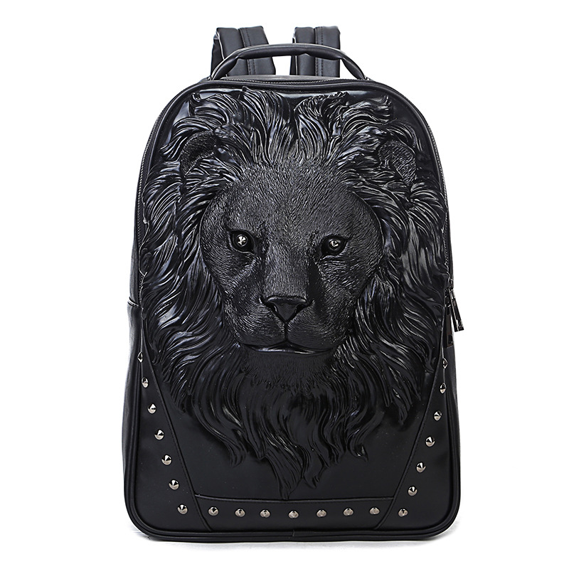 011418 man 3D animals backpack: Black