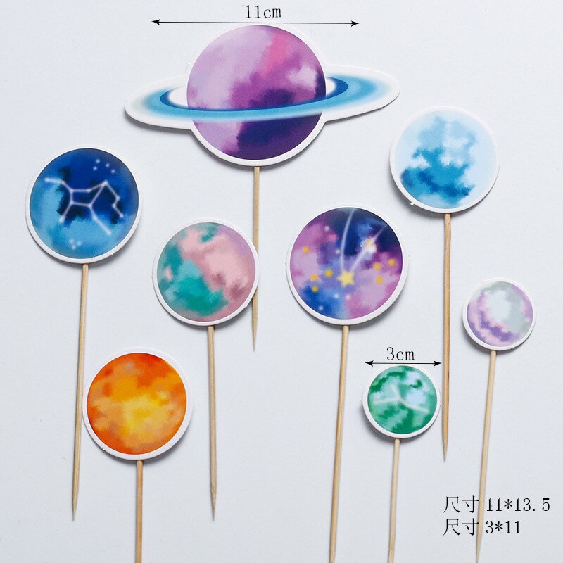 Astronauta Topper de la torta de universo espacio serie Planet de la torta del espacio ultraterrestre para de cumpleaños postre accesorios decoración festiva: 15