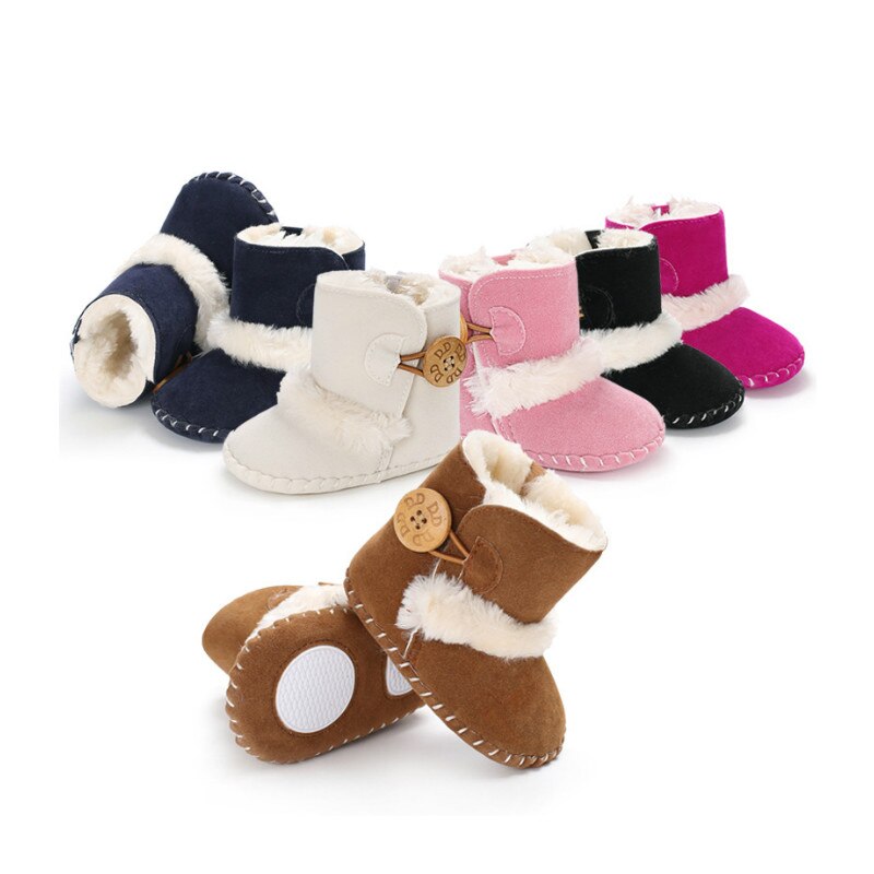 Baby Infant Winter Boots Kid Baby Girl Boy Snow Shoes Warm Soft Sole Bottom Prewalker Crib Shoes Plush Solid Cotton Boot