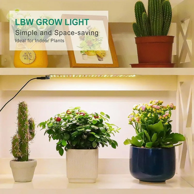 Panel de luz LED de espectro completo, lámpara de cultivo ultrafina debajo del gabinete para plantas de interior, estante de 20W, lámpara de cultivo de plantas con temporizador