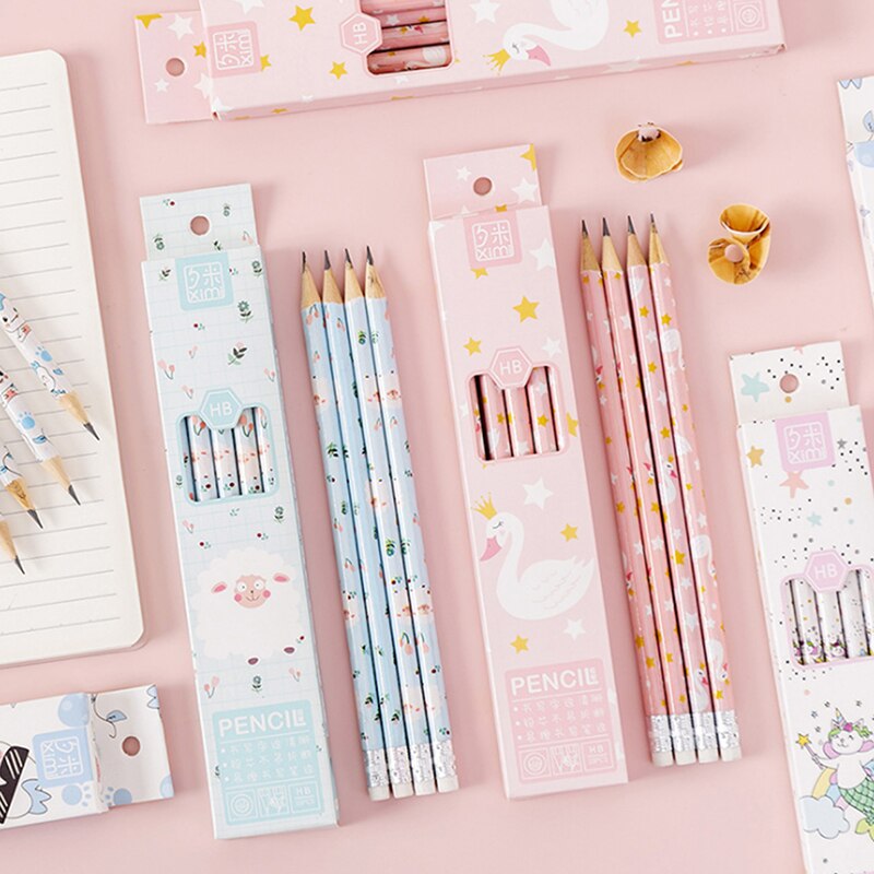 10 Pcs/set Cartoon HB Standard Sketch Pencil Set Wooden Pencil Lot Cartoon Art Supplies Stationery For Student Kids School