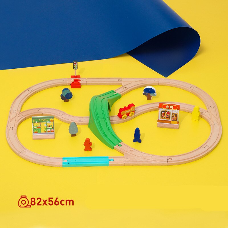 Set di binari per treni in legno giocattoli ferroviari per treni magnetici elettrici compatibili con i giocattoli educativi per binari in pvc per regali per bambini: SET F