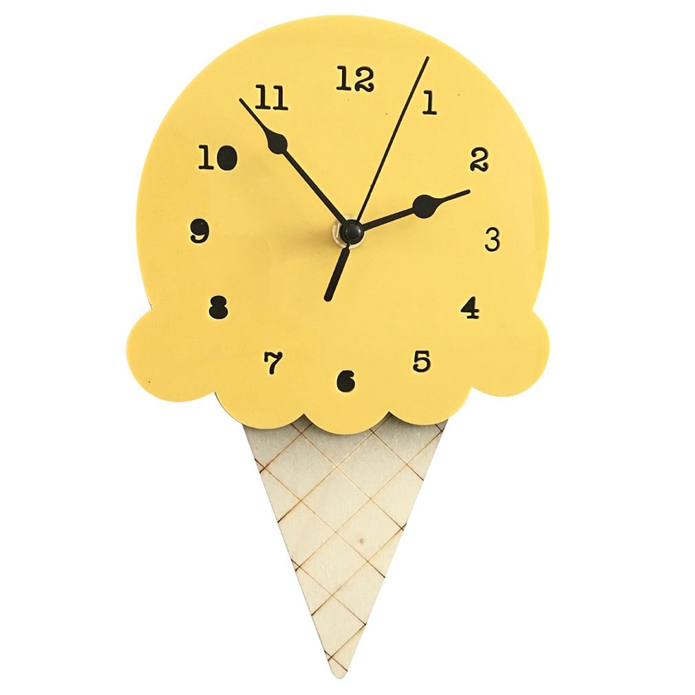 Cute Ice Cream Wall Clock Mute Kids Room Wall Clocks Baby Room Ornament Christmas Universal Home Decor: Default Title