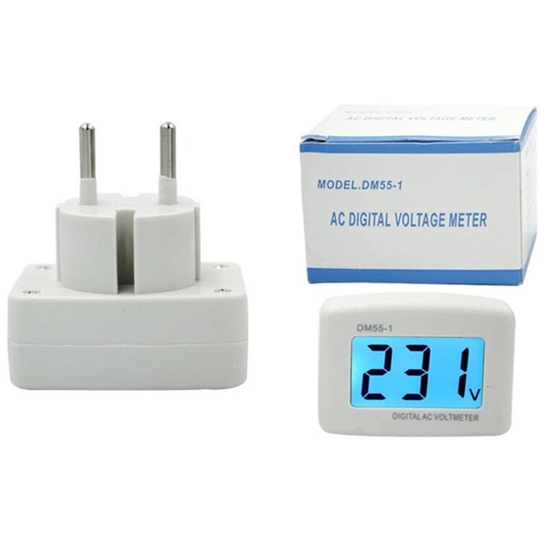 DM55-1 Digital AC Voltmeter AC 80-300V LCD Volt Meter Socket Voltage Tester Meter Header 110V 220V EU&amp;US Plug Wall Flat 40% Off