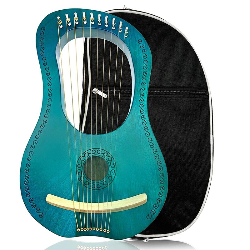 10 String Lier Harp, Mahonie String Instrument Met Met Draagtas Tuning Tool: Blue