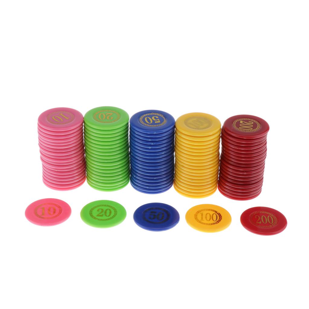 100 Stück Pokerchips 25mm - Bingo Chips In 6 Farben Für Spiele
