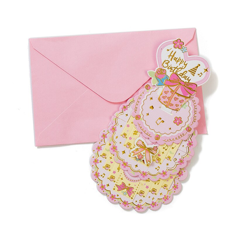 3D Pop-Up Birthday Invitation Card Mermaid Cartoon Animal Card Kids Birthday Cake Greeting Cards Postcards Card with Envel