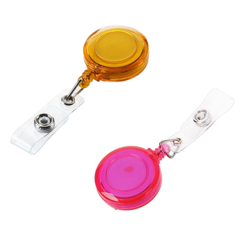 2 st infällbara liftkort id-kort märkeshållare nyckelring med clips, rosa och orange: Default Title