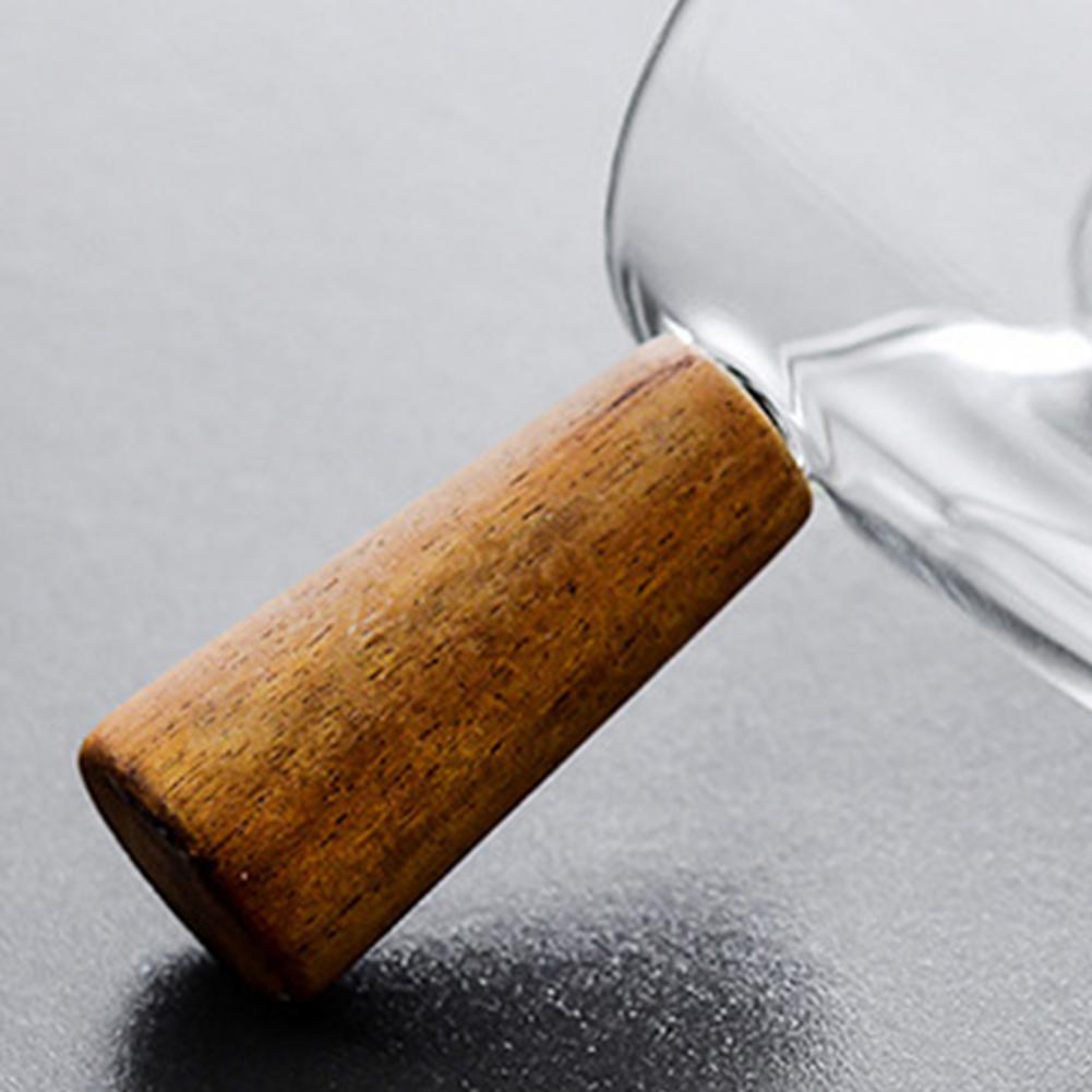 Creamer Jug Glass Milk Cup Heat Resistant Wood Handle Syrup Sauce Dispenser Espresso Multi-Functional Container Cup for Home