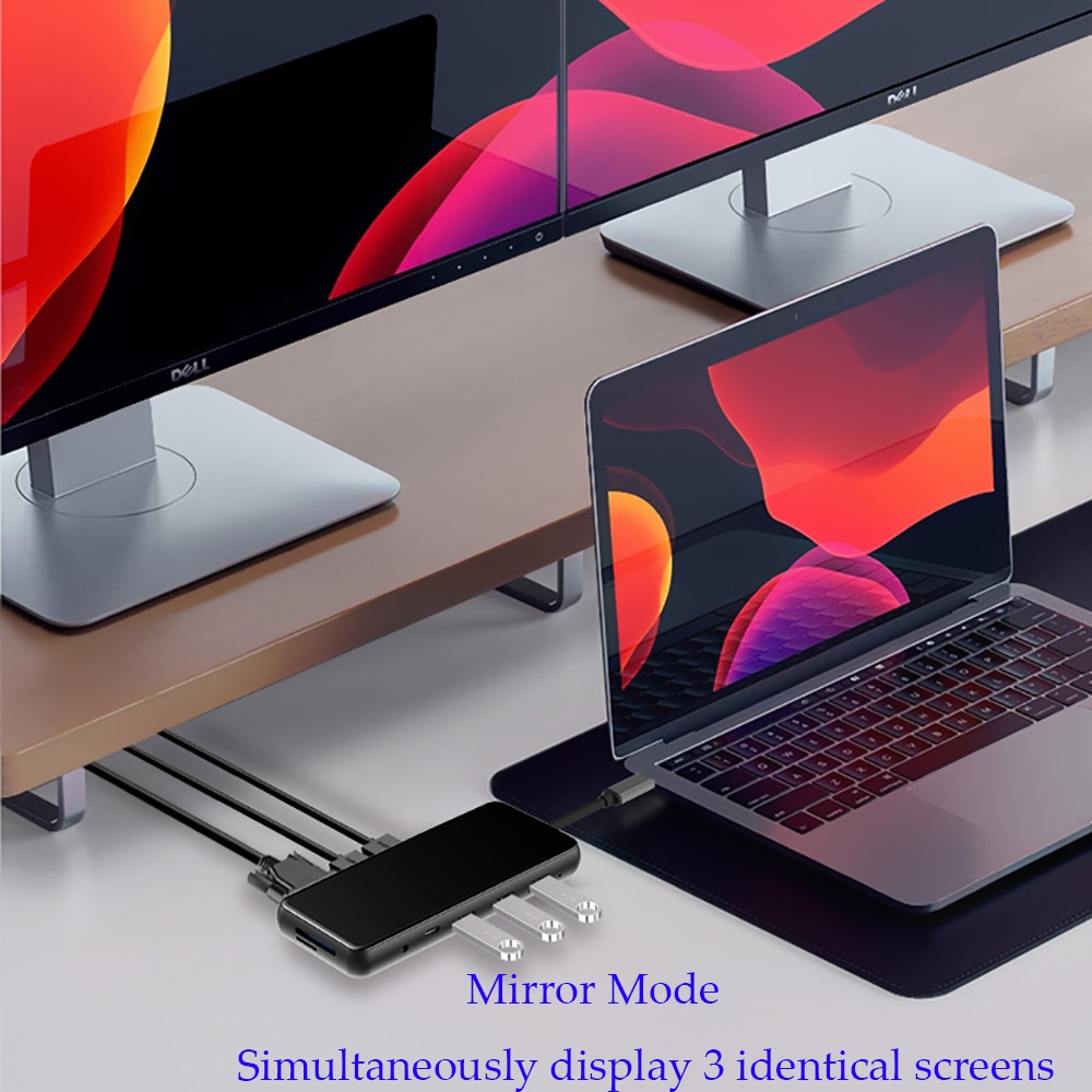 MST Hdmi VGA Adapter 12 IN 1 Docking Station Multi Usbc Hub Dual Hdmi RJ45 VGA PD For Macbook Pro Laptop Accessories Samsung Dex