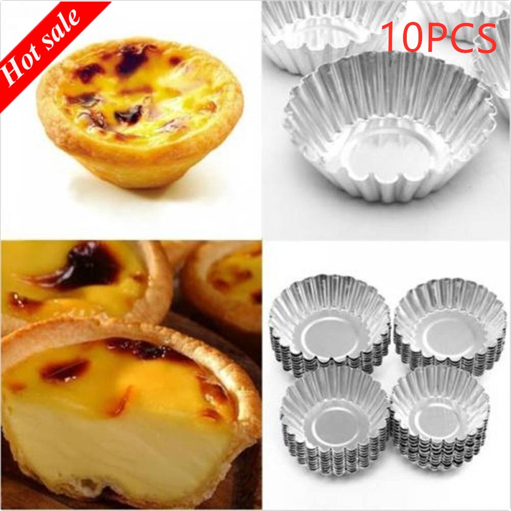 10 stuks eiertaart aluminium cupcake cake koekjesvorm puddingvorm bakvorm verdikte eiertaartvorm m-b05