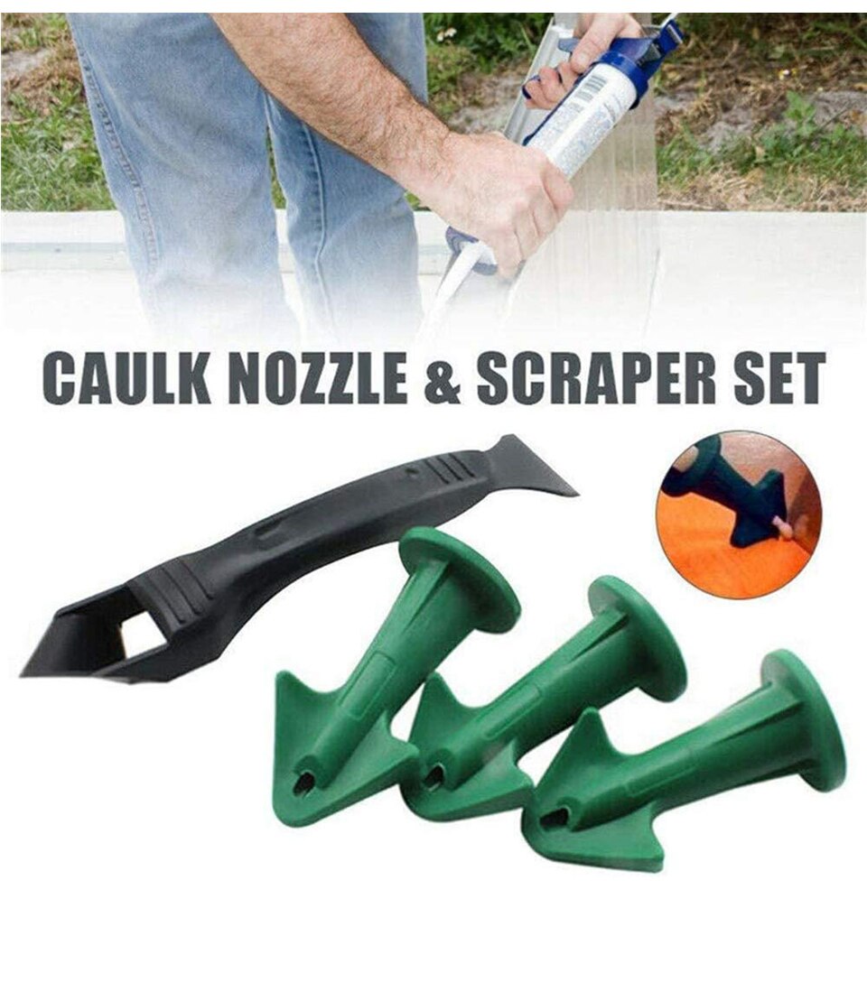 Caulk Finishing Tool Kit Glue Nozzle Scraper Caulking Grouting Sealant Finishing Clean Remover Tool 3pcs Caulk Nozzle & Scraper