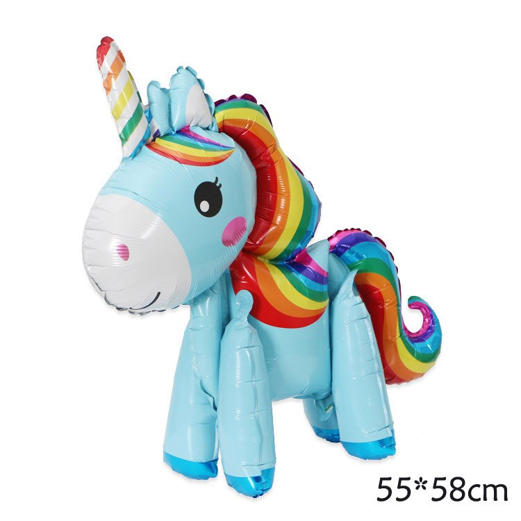 3D dessin animé en aluminium rose licorne feuille ballon enfants fête d'anniversaire décoration ballon bébé douche fournitures garçon fille jouet
