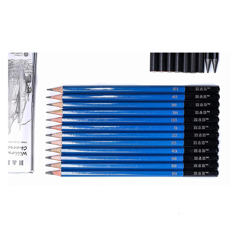 H&amp;B 48pcs Sketch Pencils Set Artists Drawing Kit in Pencil case with Pencil Sharpener Art Supplies for Student Painter Beginner