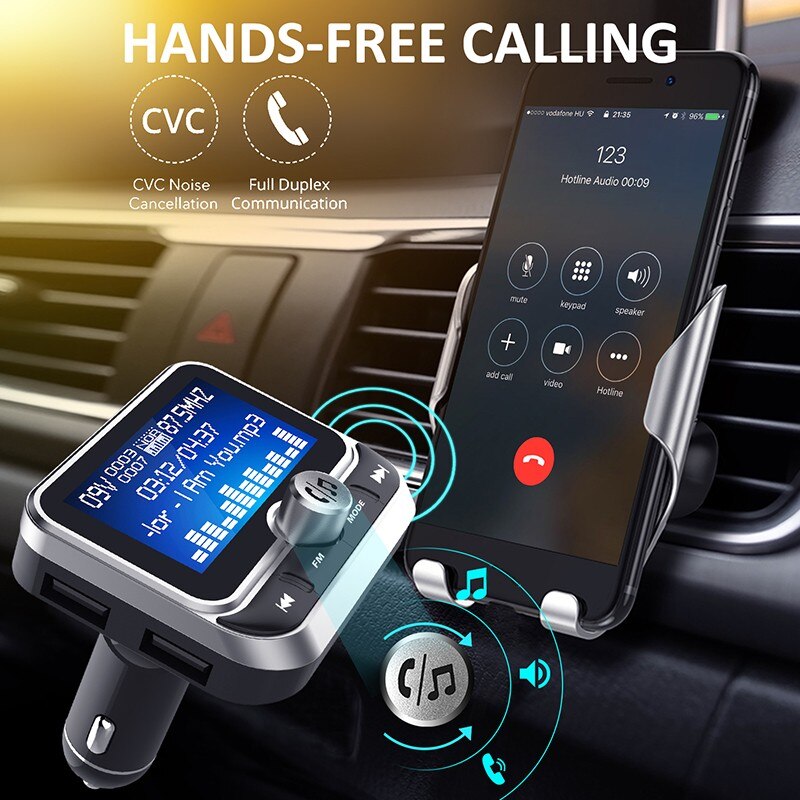 Transmetteur FM de voiture créative avec télécommande 1.8 "LCD Bluetooth lecteur MP3 double USB chargeur de voiture modulateur FM mains libres