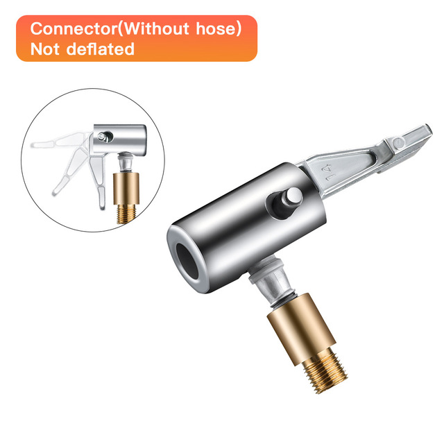 Tire Inflator Hose Extension Tube Air Pump Adapter Can Be Deflated Car Motorcycle Bike Tyre Inflatable Air Chuck Lock Tubes: Silver