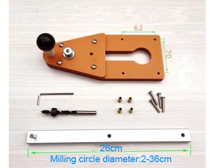 Circle Cutting Jig for Electric Hand Trimmer Wood Router Milling Slotting Trimming Machine Milling Round Plate Woodworking Tools: 26cm set 1