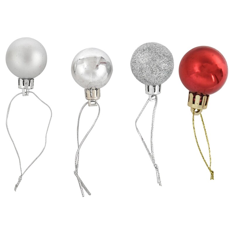 ! 48 st chic julgranskulor träd vanlig glitter julprydnad bolldekoration , 24 st silver & 24 st röd