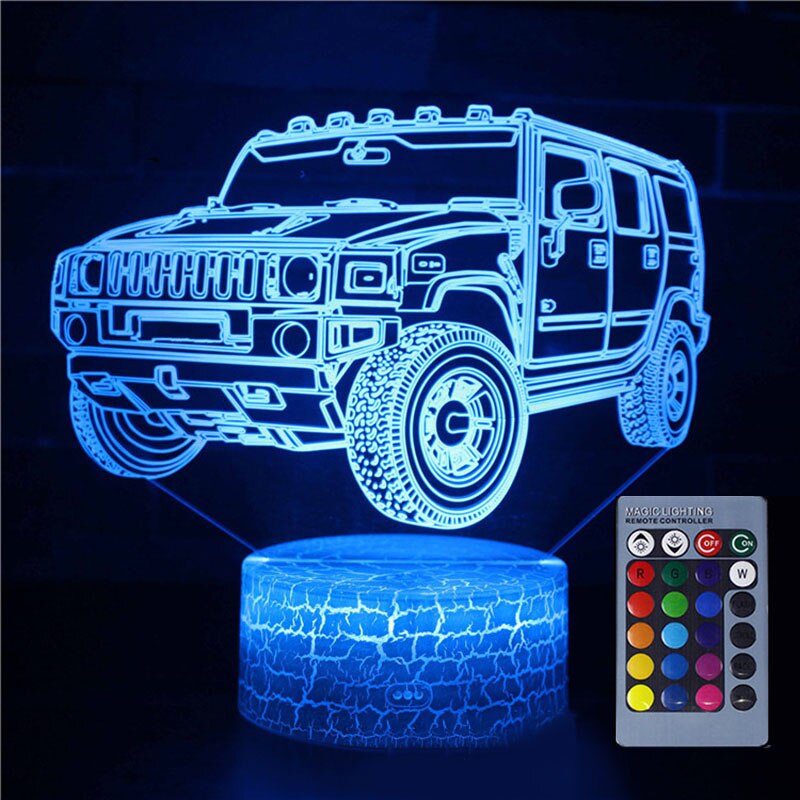 Acrylic 3D Super Car 7 Colors Visual Lamp Illusion Touch Glow In the Dark for Kids Boy Car Toys Birthday B131: 01 remote control