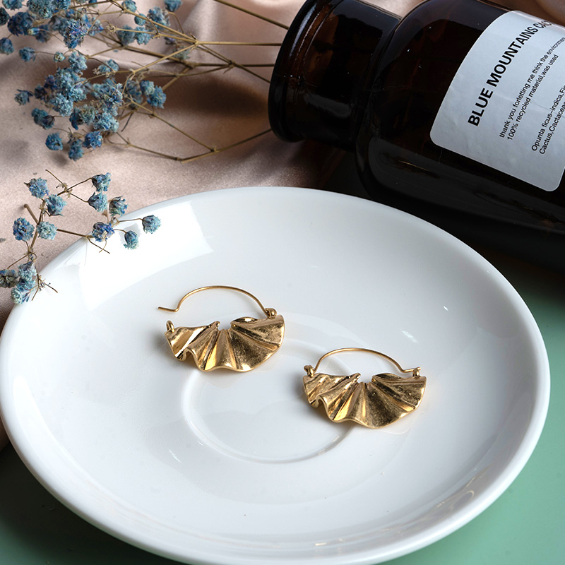 Fan Metal Earrings for Women Jewelry dangle Earrings Bohemia White/Golden fans Earring