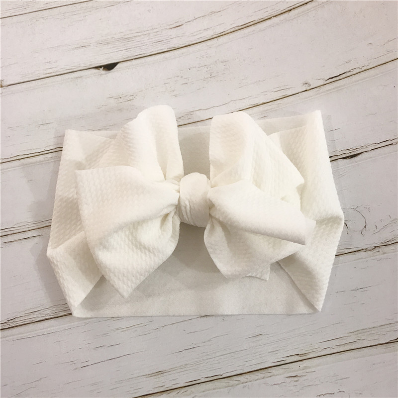 Baby Accessories Infant Baby Girl Cute Soft Bow Headband Newborn Solid Headwear Headdress Nylon Elastic Hair Band Props: white