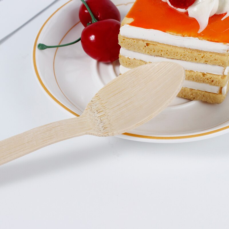 Giemza 10/20/50Pcs Wegwerp Thee Lepel Bamboe Bestek Toeristische Mes Set |-F-| saw Servies Sets Dessert Houten Vork