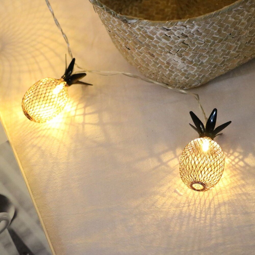 Retro-stil guld ananas string lys 10/20 led batteridrevne nyhed fe lys til soveværelse bryllup fødselsdagsfest