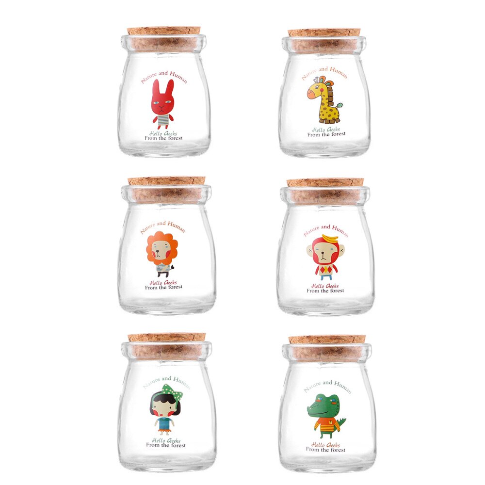 6PCS Yogurt Jars Clear Glass Pudding Jars With Lids Yogurt Glass Jar Container: Default Title