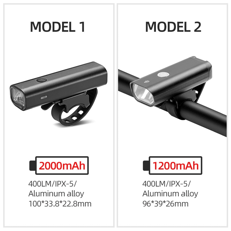 2000 mah lommelygte til cykel usb genopladeligt cykellygte pandelampe til mtb landevejscykling styr forlygte lys 400 lumen