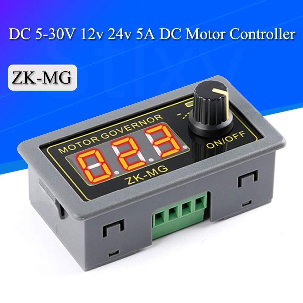 DC 5-30V 12v 24v 5A DC Motor Controller PWM Adjustable Speed Digital display encoder duty ratio frequency MAX 15A ZK-MG