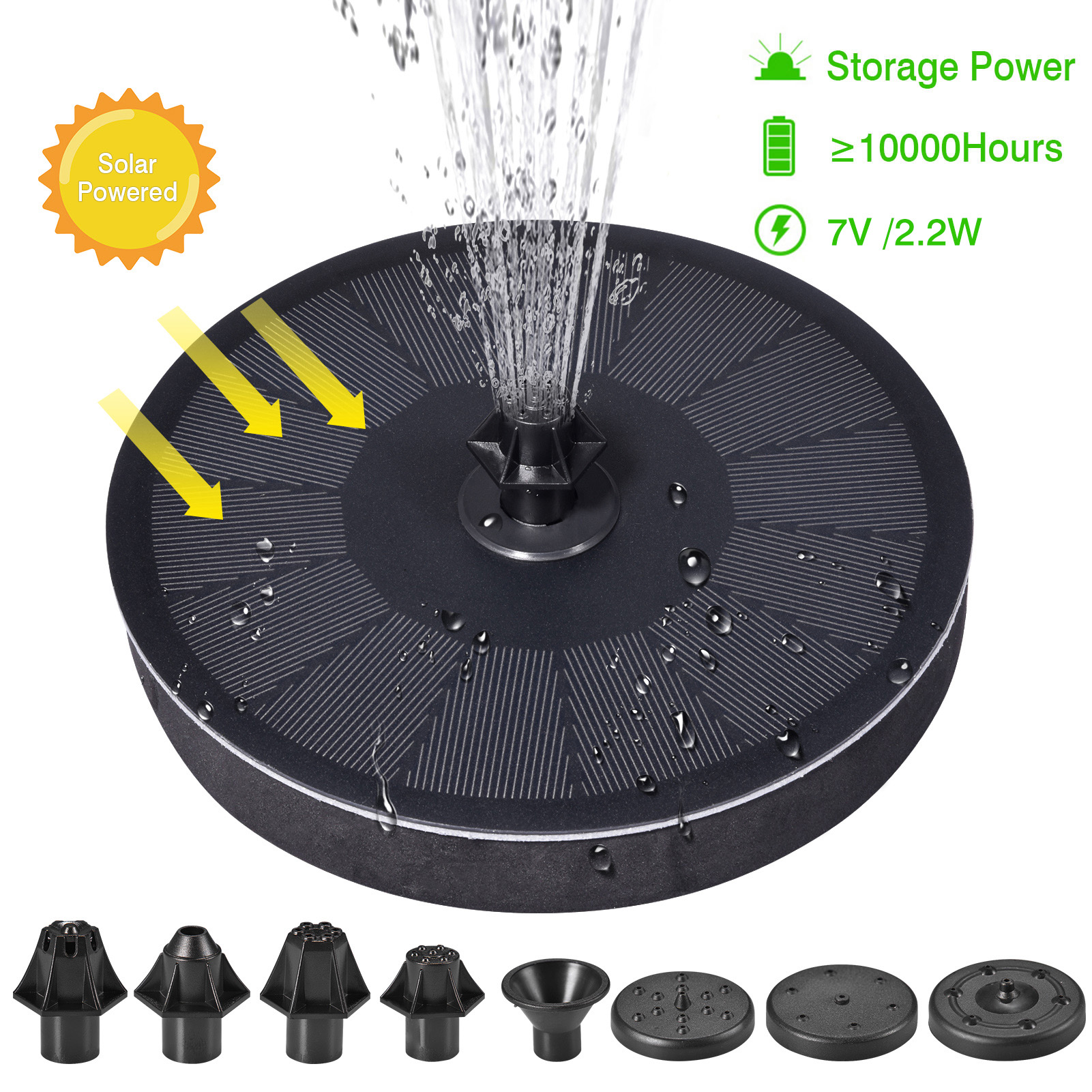 Floating Solar Fountain 3-in-1 Solar Fountain Nozzle Swimming Pools Fountain Solar Powered Garden Water Fountain Pool Pond Deco
