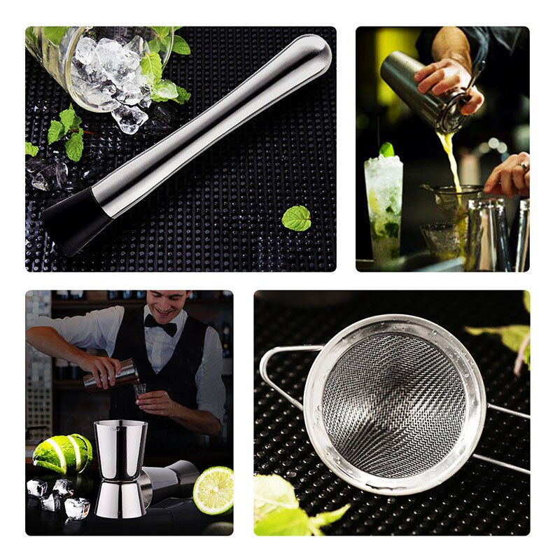13 stk cocktail shaker sett i rustfritt stål istangmikser vin martini boston shaker til bartender drikke fest barware verktøy 750ml