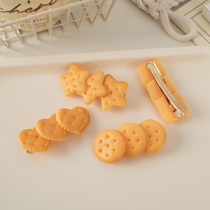 Cute Baking Biscuit Hair Clip Girl's Heart Butterfly Knot Hairpin Clip Hair Clip Korean Edition Fun Simulation Hair Accessories