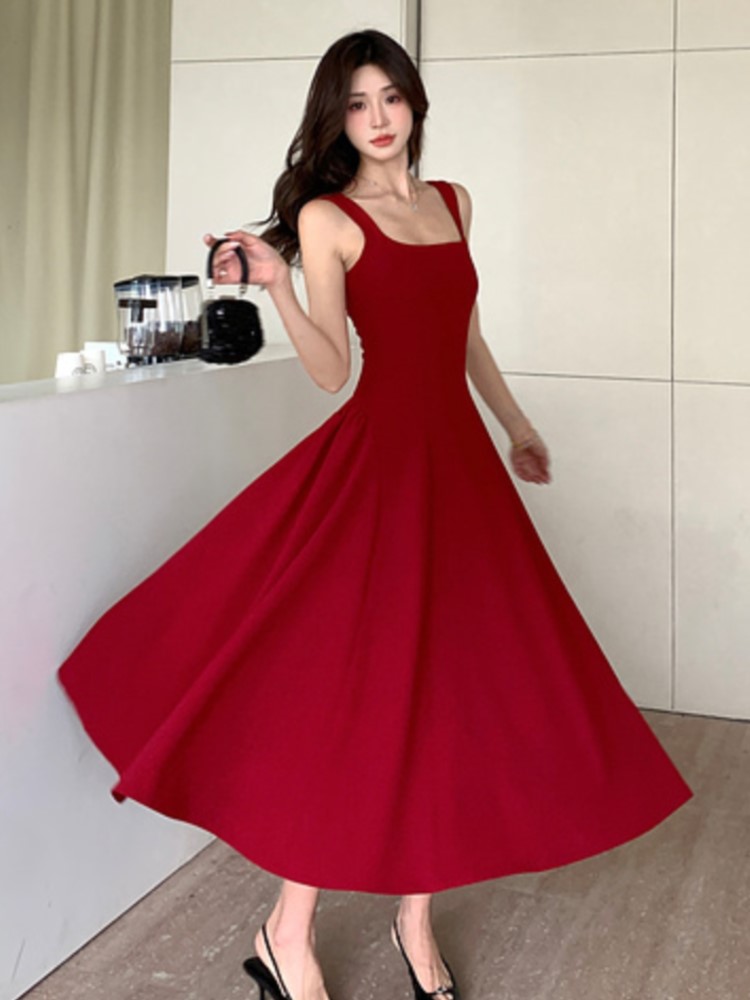Elegante rot Abendkleider für Damen, ärmellos, für Hochzeitsgäste, Spaghettiträger, A-Linie, weiß, Party, weibliches Abendkleid, Vestidos
