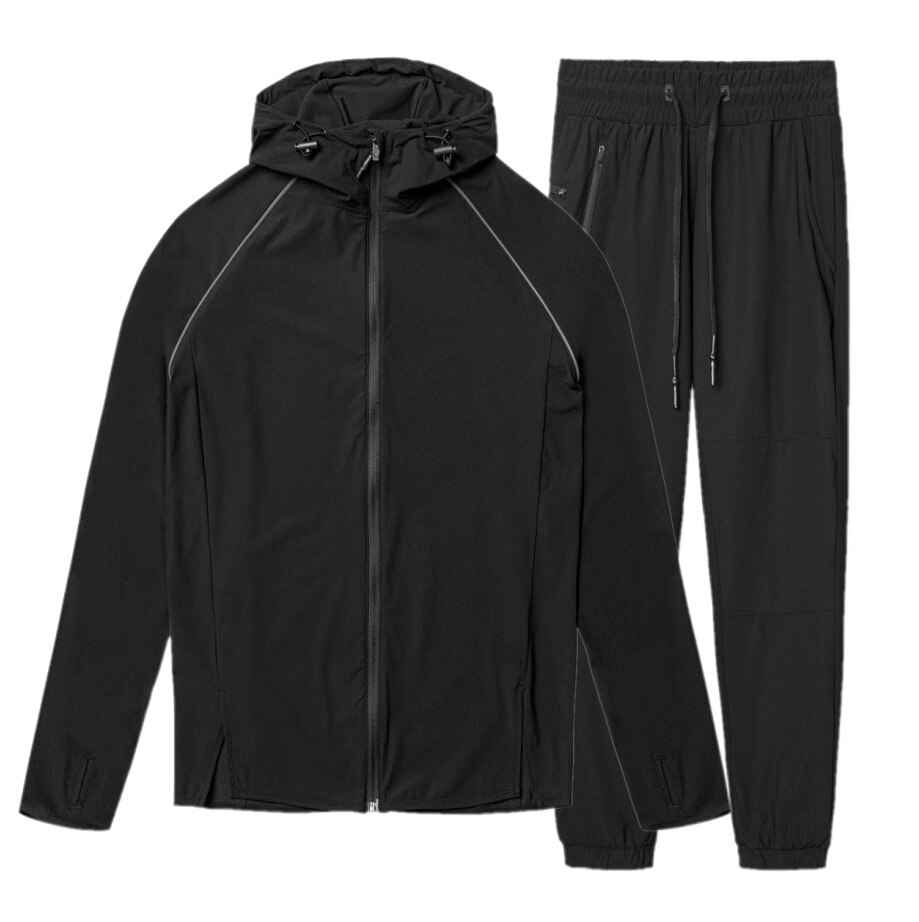 2022 Mens Laufen Sportbekleidung setzt Sweatpants Fitnessstudio Fitness Bodybuilding männlich Joggen trainieren Trainingsanzüge Sport Kleidung: Schwarz / M