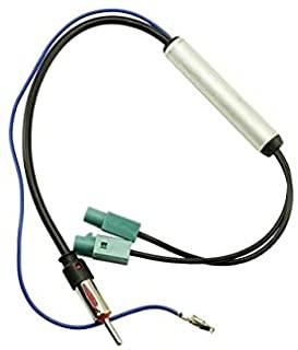 Dual Fakra to Din FM AM Car Radio Antenna Adapter - Splitter Stereo Converter Signal Booster Amplifier: GRAY